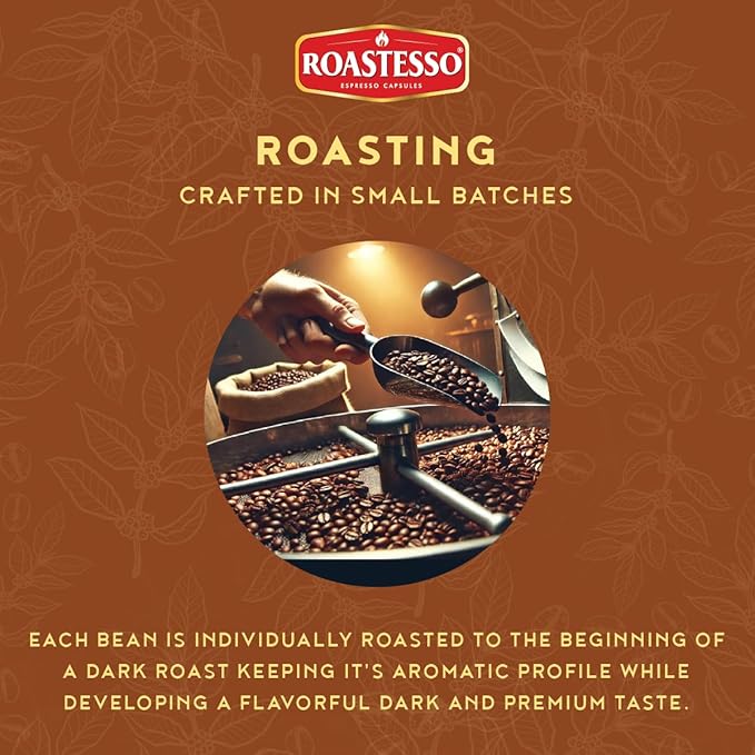 Roastesso Aluminum Espresso Capsules Natural Hazelnut Flavored Coffee Compatible with Nespresso Original Machines Medium Roast Intensity 7 Recyclable Coffee Pods Packed in USA (40 Count)