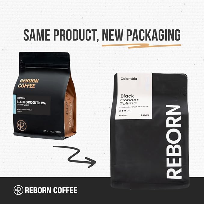 Reborn Coffee Specialty Whole Bean Coffee Medium Roast 12 Ounce Colombia Black Condor Tolima Flavor Notes of Chocolate Nut and Citrus