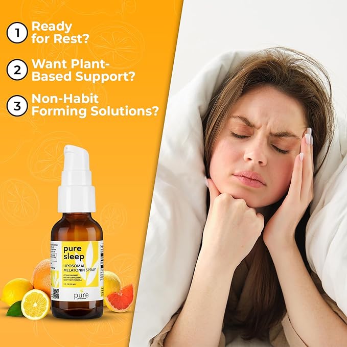 Fast-Acting Melatonin Sleep Spray Liposomal Oral Mist for Adults &amp Kids Natural Citrus Flavor Alcohol-Free Gluten-Free Sleep Support
