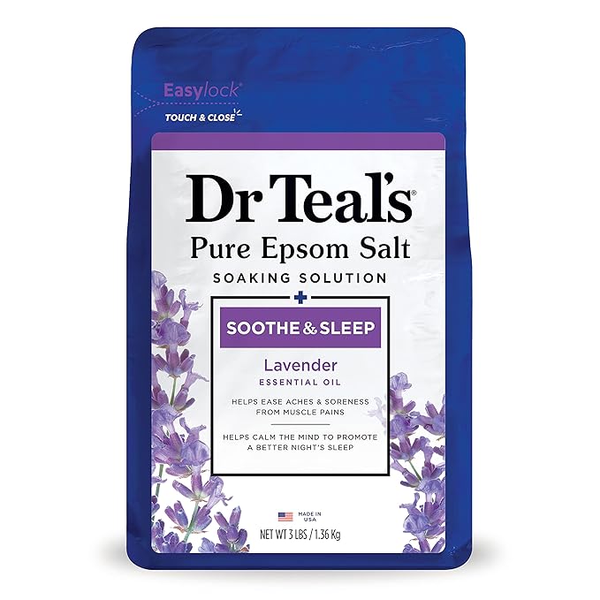 Dr Teal's Sleep Spray with Melatonin &amp Essential Oil Blend (Pack of 3) &amp Epsom Salt Soaking Solution Soothe &amp Sleep Lavender 3lbs