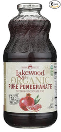Lakewood Organic Pure Pomegranate Juice Gluten Free Non GMO Preservative Free 32 Fluid Ounce (Pack of 6)
