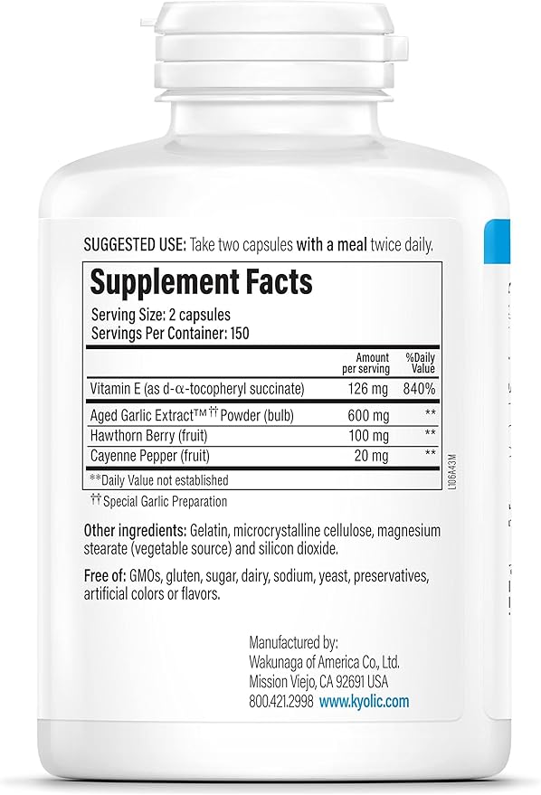 Kyolic Aged Garlic Extract Formula 106 Circulation Health 300 Capsules (Packaging May Vary)