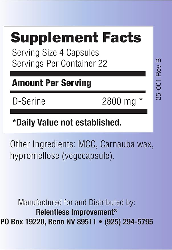 D-Serine - Amino Acid for Cognitive and Neuroprotection Support &amp Mood Enhancement - No Animal Content 90 Count 700mg Vege Capsules