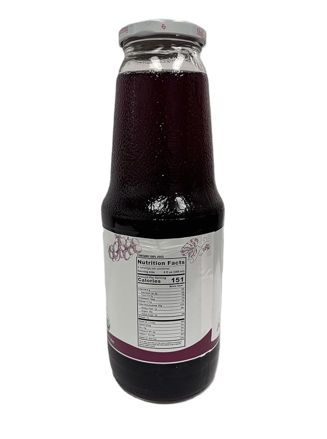 Anna and Sarah 33.8 Oz Organic Grape Juice - USDA Organic Certified - Glass Bottle (4 Pack) No Sugar No Artificial Colors No Preservatives No Flavors Added Not from CONCENTRATE