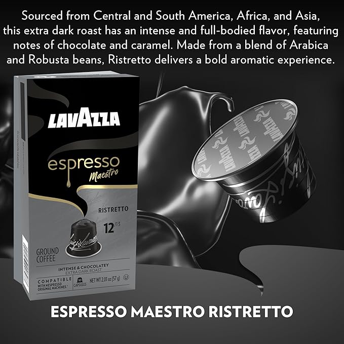 Lavazza Lavazza Ristretto Noble Dark Roast Coffee Capsules Compatible with Nespresso Original Machines Ristretto 10 Count (Pack of 6)