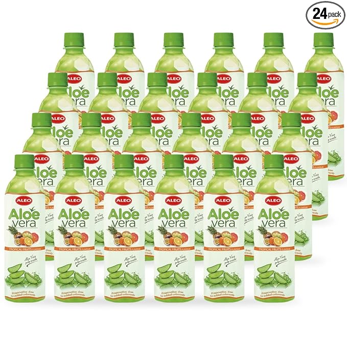 ALEO 0.5L Premium Tropical Fruits Aloe Vera Drink - Natural No Preservatives No Artificial Colors Superior Taste Award 2025