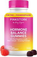 Pink Stork Hormone Balance Gummies for Women – PMS Menopause &amp Estrogen Support – Mood Bloating Hot Flashes &amp Energy – Red Raspberry Leaf Black Cohosh Primrose – 60 Vegan Gummies