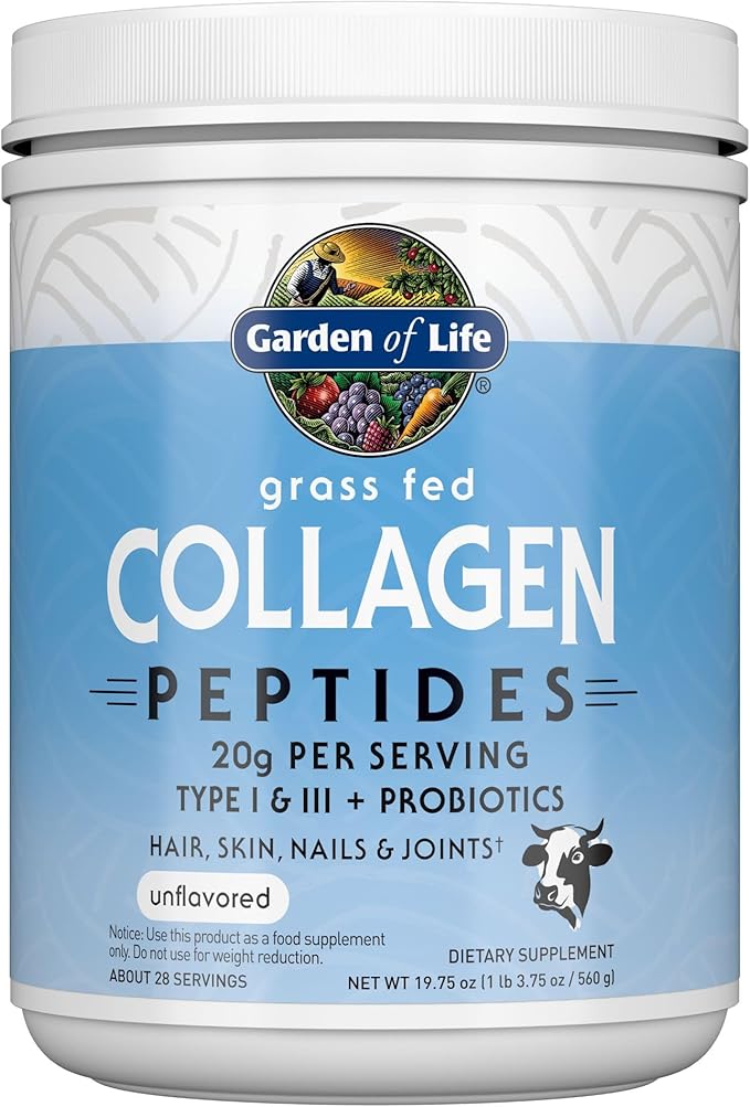 Garden of Life Power Bundle – Collagen Peptides Powder for Hair Skin Nails &amp Joints Unflavored 28 Servings + Vegan Vanilla Protein Powder with BCAAs Probiotics &amp Enzymes 20 Servings