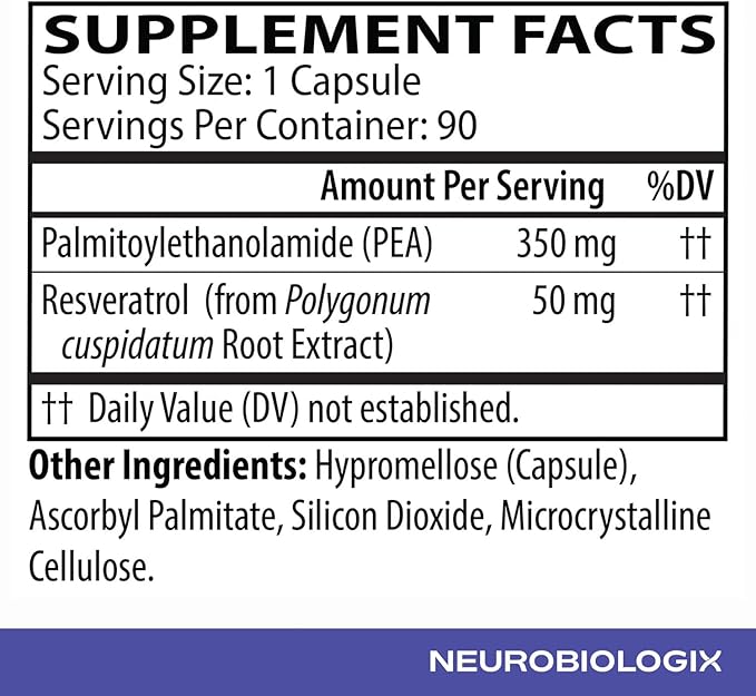 Neurobiologix Pea Soothe Support for Men and Women Pea &amp Resveratrol Formula for Comfort Mobility Nerve Health &amp Muscle Recovery Gluten Free Non GMO Vegan Capsules 90 Count