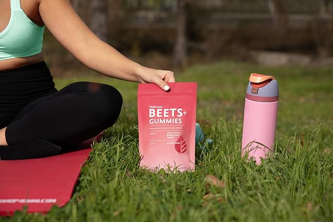 Beets+ Gummies - Premium Beet Root Powder Grape Seed Extract and Vitamin C - Supports Healthy Blood Pressure and Heart Health - Low Sugar Nitric Oxide and Circulation Supplement - 50 Gummies