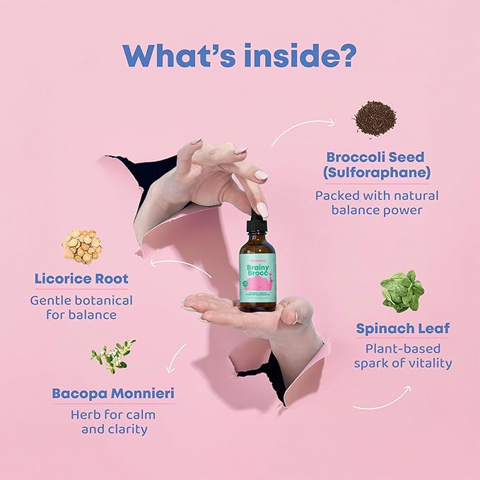 JoySpring Broccoli Supplement for Kids | Sulforaphane &amp Bacopa Monnieri Drops | Supports Cognitive Function | Vegan &amp Kid-Friendly