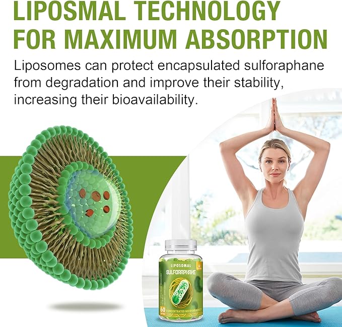 800 MG Liposomal Sulforaphane Powerful Dual-Delivery for Maximum Absorption &amp Potency Full-Spectrum Broccoli Extract Antioxidant &amp Liver Supplement 60 Softgels