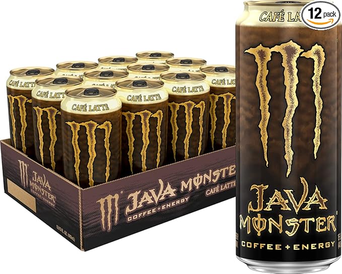 Java Monster Café Latte Coffee + Energy Drink 15 Ounce | Pack of 12