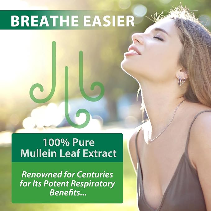 Mullein Leaf Extract for Lungs Mullein Drops for Lungs Support Lung Respiratory Function for Healthy Breathing Improvement in Pulmonary Function Natural &amp Safe Supplement (2 PC)