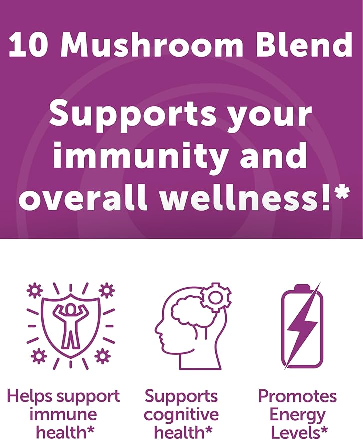 Lunakai USA Made Super Mushroom Gummies for Adults – 10-in-1 Adaptogenic Mushroom Supplement with Lion’s Mane – Daily Focus &amp Brain Support 60ct