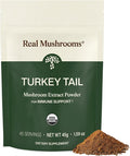 Real Mushrooms Turkey Tail Mushroom Powder – Organic Mushroom Extract for Daily Wellness Gut Harmony &amp Energy Support with Beta Glucans – Vegan Non-GMO 45 Servings Functional Supplement
