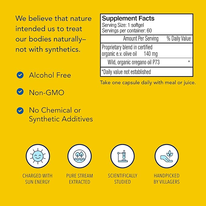 NORTH AMERICAN HERB &amp SPICE Super Strength Oreganol P73 60 Softgels - Immune System Support - Vegan Friendly Wild Oregano - Non-GMO - 60 Servings