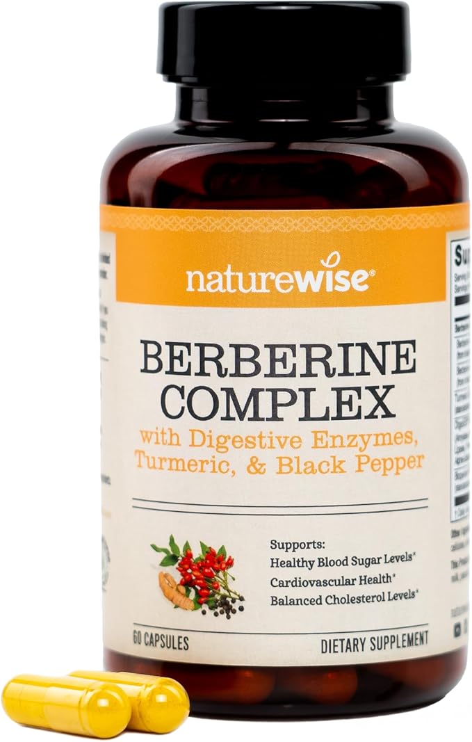 NatureWise Berberine 1000mg - Berberine Phytosome + HCI + Turmeric &amp Digestive Enzymes - Supports Healthy Blood Sugar + GI + Metabolism + Cholesterol - Non-GMO USA Manufactured - [30 Day Supply]