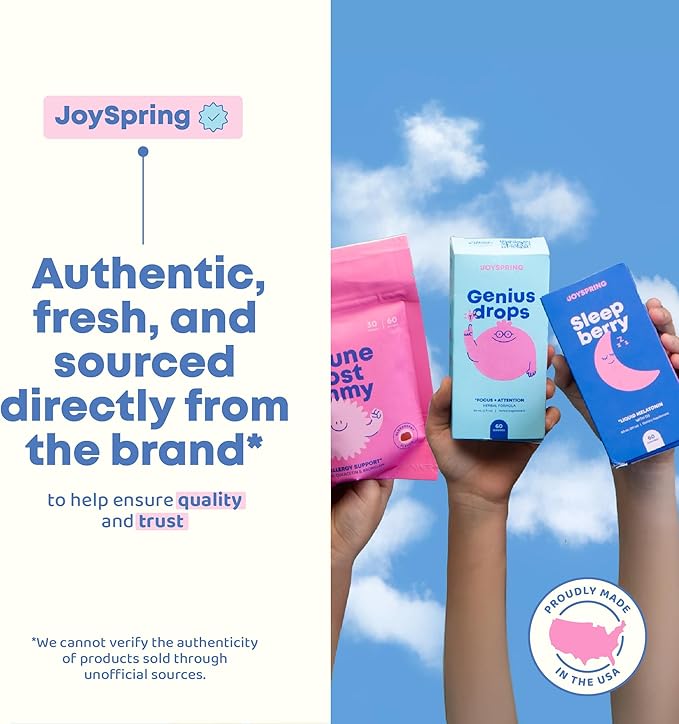 JoySpring Broccoli Supplement for Kids | Sulforaphane &amp Bacopa Monnieri Drops | Supports Cognitive Function | Vegan &amp Kid-Friendly