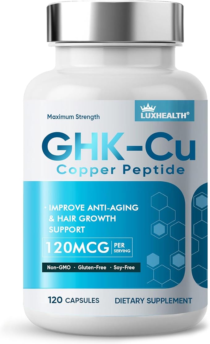 GHK-Cu Peptide Supplement 120 Count Daily Beauty Capsule 120 Mcg GHK-Cu Per Capsule Vegan Non-GMO