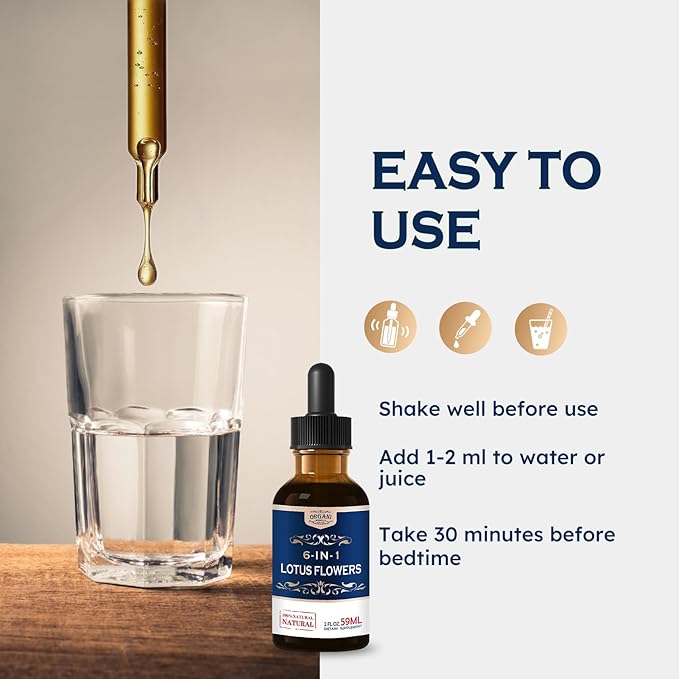 Lotus Flowers Extract Drops for Relaxation Restful Sleep Support 6-in-1 Herbal Supplement with Valerian Passion Flower and More. High Concentration &amp Fast Absorption Liquid Form. 2oz