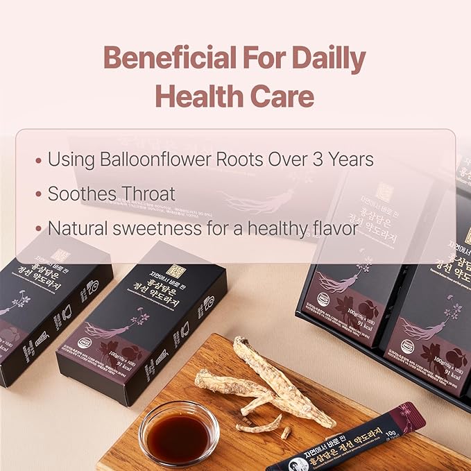 Korean Bellflower Root &amp Red Ginseng Concentrated Liquid Extract Sticks (Doraji) 10g x 30 Sticks (300g)