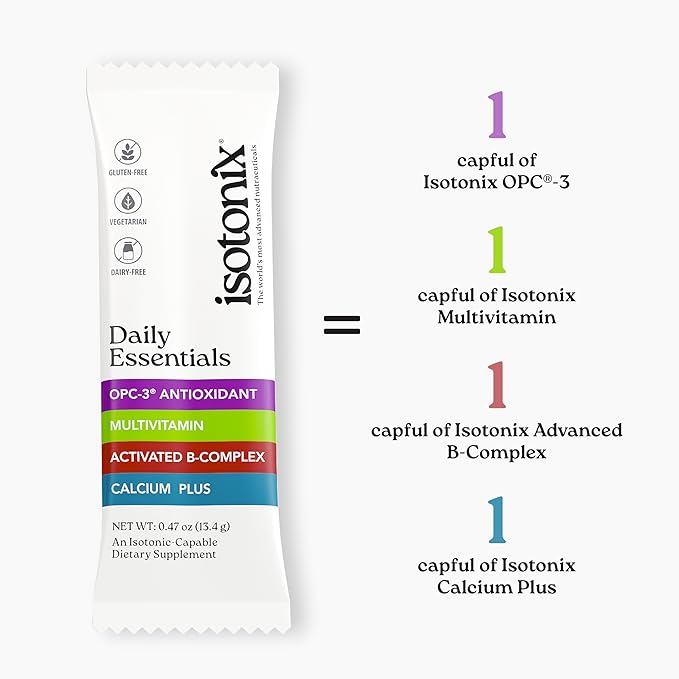 Isotonix® Daily Essentials Multivitamin Powder Packets – 4-in-1 Formula with Multivitamin Activated B-Complex Calcium Plus &amp OPC-3 with Pycnogenol® – Isotonic Delivery – Gluten Free-30 Packets