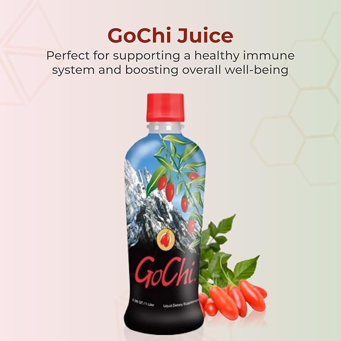 Youngevity GoChi Himalayan Goji Juice Advanced Spectral Signature LBP Process Antioxidant-Rich Goji Pomegranate Grape Juice Immune and Energy Support 1 Liter Bottle No Sugar Added (Pack of 2)