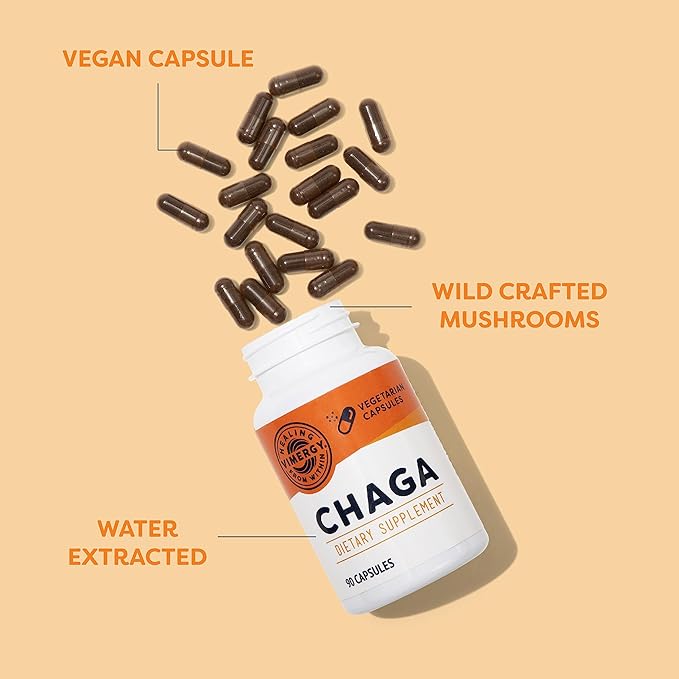 Vimergy Chaga Capsules – Superfood Cellular Support* – Cardiovascular Health Benefits* – Kosher Vegan Gluten-Free – 90 Capsules
