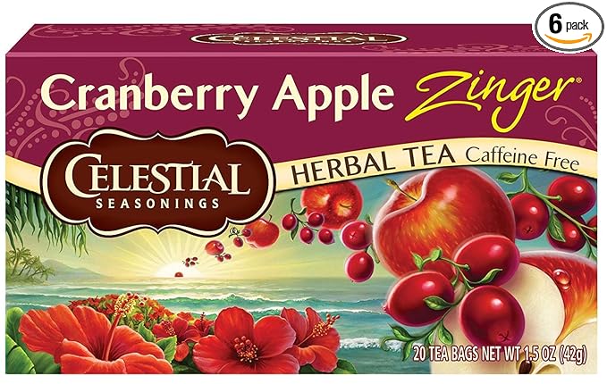 Celestial Seasonings Herbal Tea Cranberry Apple Zinger 20 Count (Pack of 6)