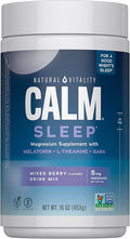 Natural Vitality Calm Sleep Melatonin and Magnesium 16oz Powder | With L-Theanine and GABA | Mixed Berry Flavred Drink Mix | Non-GMO &amp Vegan Supplement