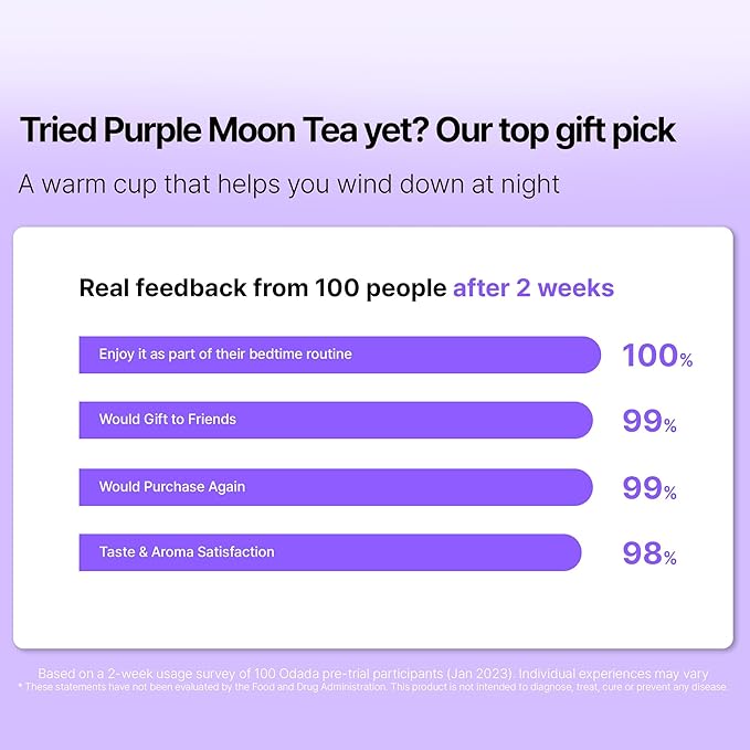 Odada Purple Moon Tea - Lavender Chamomile &amp Korean Purple Carrot Calming Herbal Blend for Nighttime Relaxation Antioxidant-Rich Caffeine-Free 24 Tea Bags