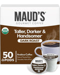 Maud's Organic Dark Roast Coffee Pods 50 ct Fair Trade &amp Single Origin Single Serve Pods – 100% Arabica Coffee Compatible with Keurig K Cups Maker
