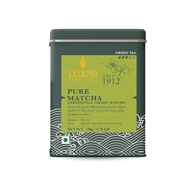 Luxmi Estates - Pure Matcha - Ceremonial Grade Matcha Powder - 50g | Organic Stone-Ground Matcha Tea Rich in Antioxidants | Authentic Zen Tea Experience
