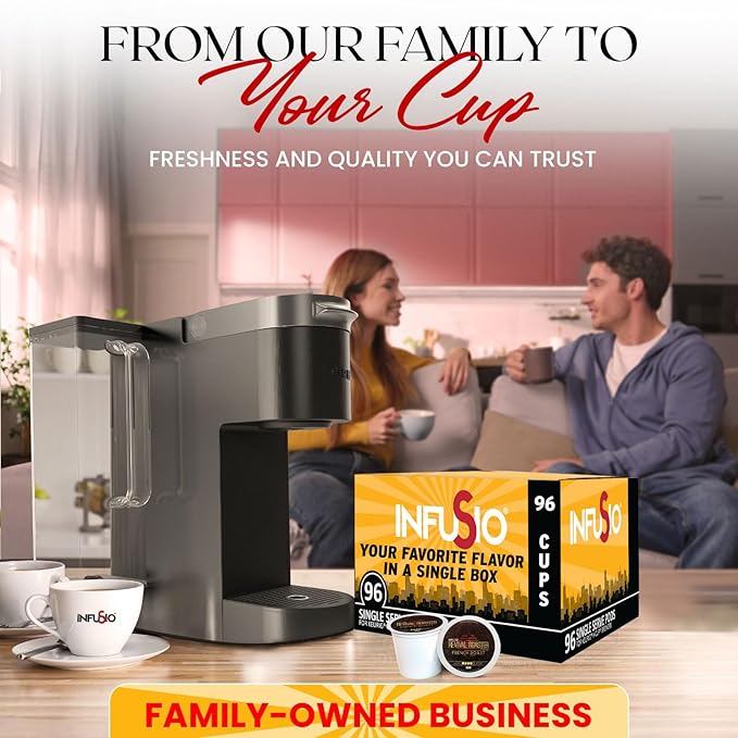 InfuSio Coffee Pods – 96 Count French Roast (Dark Roast Coffee) Single Serve Coffee Pods for Keurig K Cup® Brewers Compatible with Keurig 2.0 Brewers