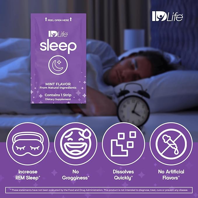 IDLife - Sleep Aid for Grown-Ups - Non-GMO - Non-Habit Forming - Gentle Blend with Melatonin L-Theanine and 5HTP - 30 Individually Wrapped Strips