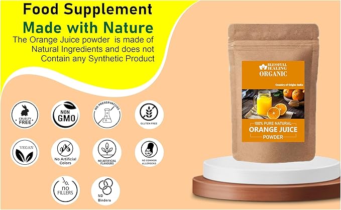 Blessfull Healing Organic Orange Juice Powder 100% Pure Natural 300 Gram / 10.58 oz