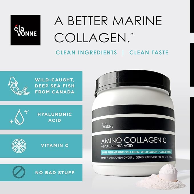 (3-Pack) Amino Collagen C - Collagen Powder (180 Scoops) - Marine Collagen Peptides + Hyaluronic Acid. No Sugar. No Odor. Non GMO. USA. for Hair Skin Nails Joints &amp Gut Health.