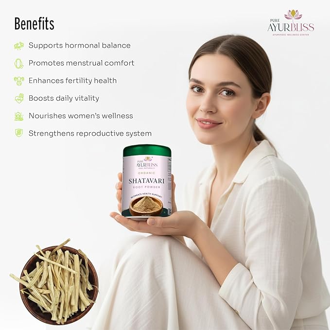 100% Organic Shatavari Root Powder Hormonal Balance Menstrual Wellness Fertility Support and Daily Vitality for Women Traditional Ayurvedic Shatavari Powder - 8oz Tin Box
