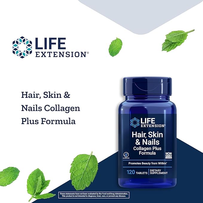 Life Extension Hair Skin &amp Nails Collagen Plus Formula with Vitamin D3 5000 IU - Promotes Collagen Keratin Bone Brain Immune &amp Nail Health - 120 Count &amp 60 Softgels