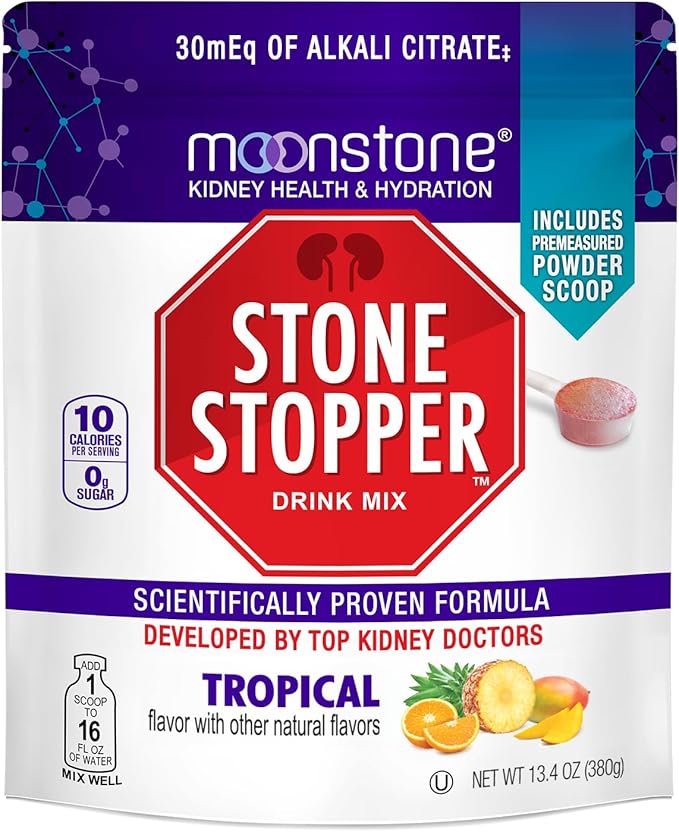 Stone Stopper Drink Mix Tropical Kidney Stone Prevention Calcium Oxalate Protector Alkali Citrate Support Developed by Urologists to Improve Hydration and Support Kidney Health 30 Day Supply