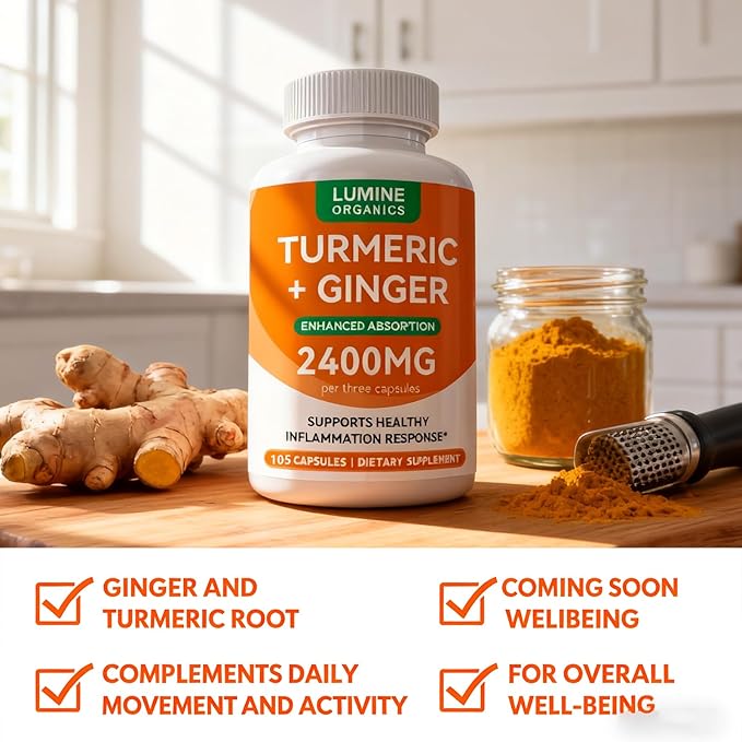 Turmeric Curcumin Supplement | 2400mg Turmeric Extract with 95% Curcuminoids with Bee Propolis Ginger MCT Oil Fat Soluble Vitamin C &amp Black Pepper - 105 Capsules (2PCS)