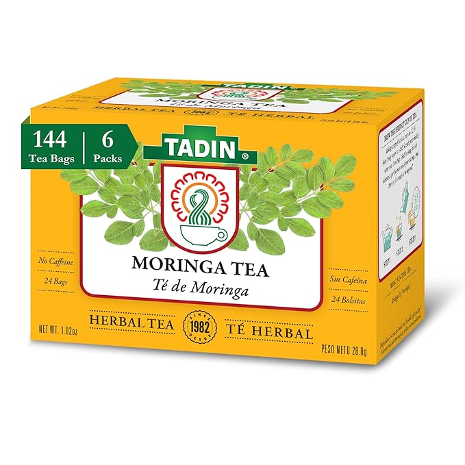 Tadin Moringa Herbal Tea Caffeine Free 24 Tea Bags Per Box Pack of 6 Boxes Total
