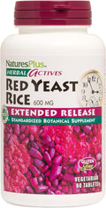 NaturesPlus Herbal Actives Red Yeast Rice Extended Release - 60 Tablets - Non-GMO Vegetarian Gluten Free - 60 Servings