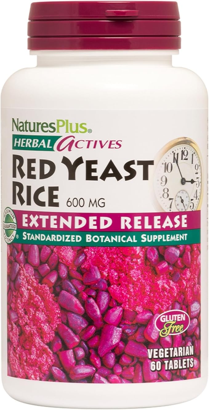 NaturesPlus Herbal Actives Red Yeast Rice Extended Release - 60 Tablets - Non-GMO Vegetarian Gluten Free - 60 Servings