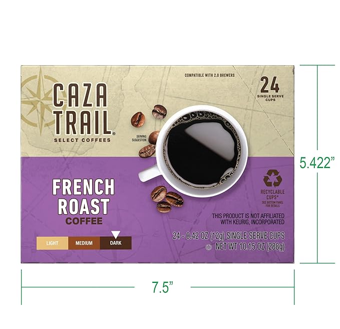 Caza Trail Coffee Pods French Roast Single Serve 24 Count (Pack of 1) (Packaging May Vary)