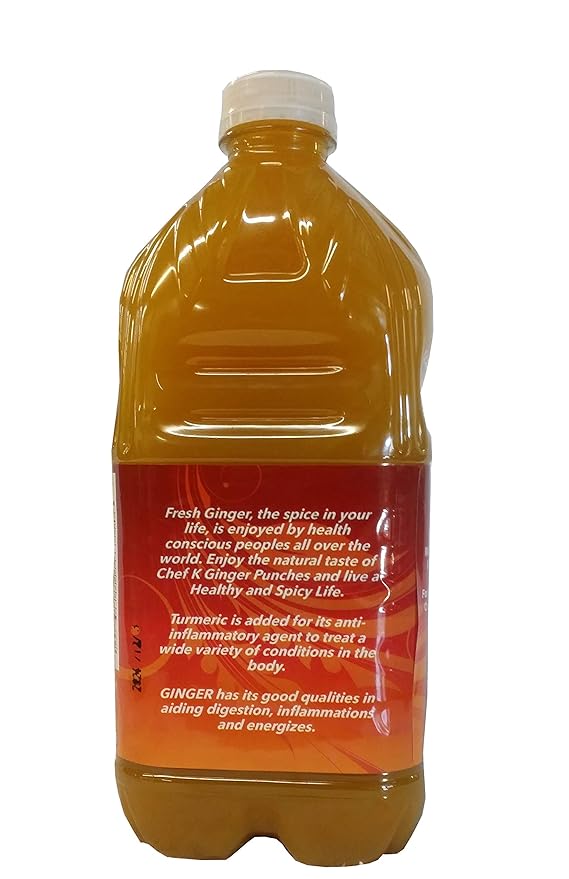Chef K Inc. | Ginger Punch with Fresh Turmeric | ImmuneBoosting Family Size | 64 oz 4 Pack