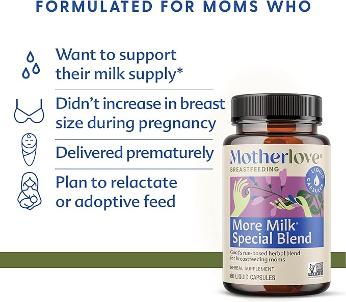 Motherlove More Milk Special Blend (120 Capsule Value Size) Herbal Lactation Supplement w/Goat’s Rue to Build Breast Tissue &amp Support Breast Milk Supply—Non-GMO Organic Herbs Vegan Soy-Free