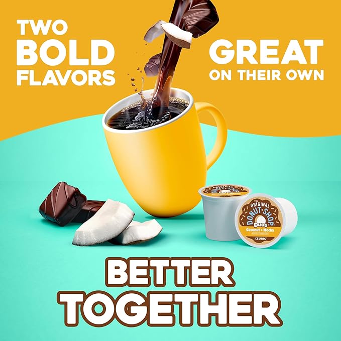 The Original Donut Shop Duos Coconut + Mocha Coffee Keurig Single Serve K-Cup Pods Medium Roast Coffee 60 Count (6 Packs of 10)