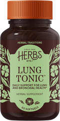 Herbs Etc. Lung Tonic - Lung Supplement for Bronchial Support - Healthy Breathing Support with Mullein Horehound &amp Grindelia - 60 Softgels